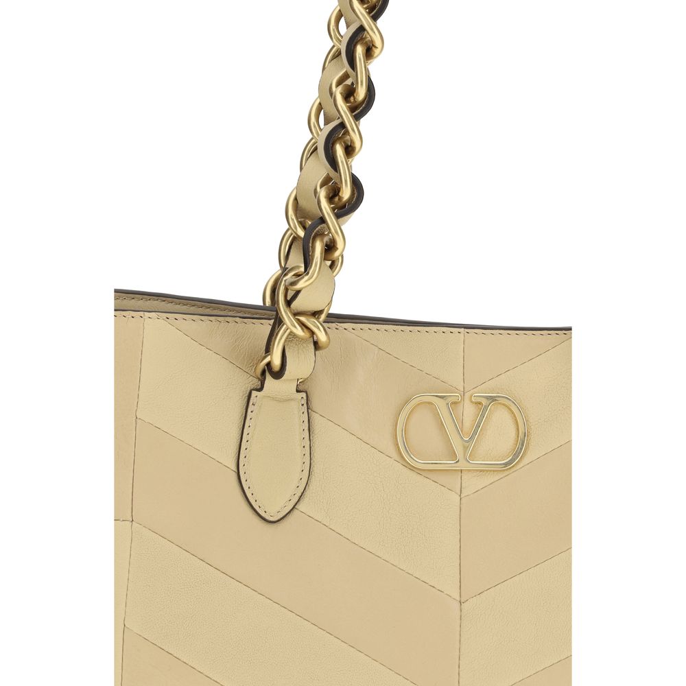 Laseine Small Shopping Bag In Gold Napa Leather