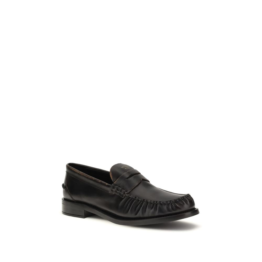 Vintage-Effect Calfskin Slip-On Loafers