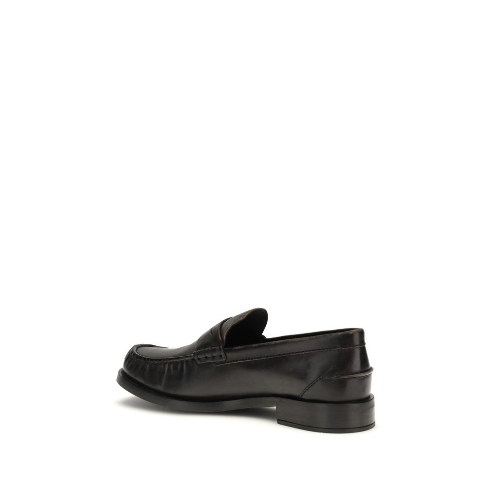 Vintage-Effect Calfskin Slip-On Loafers