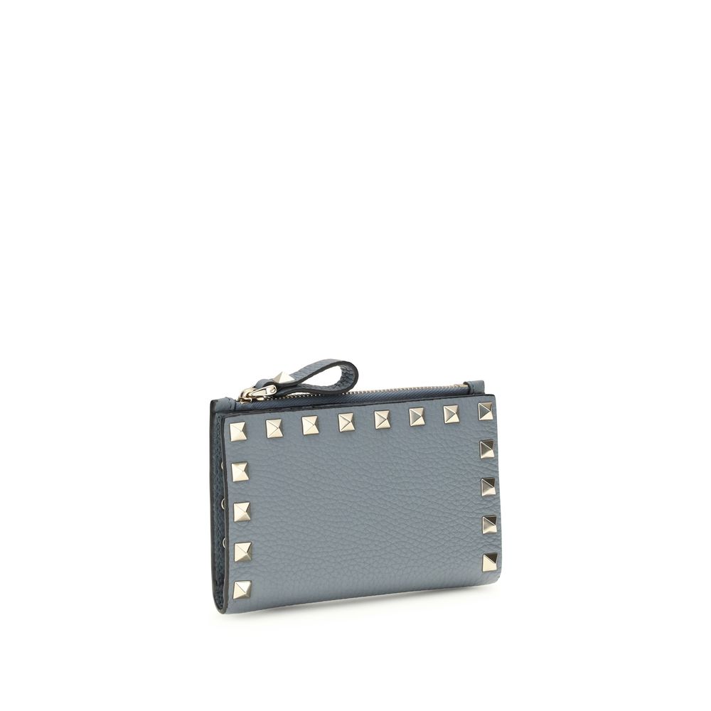 Grained Calfskin Rockstud Wallet