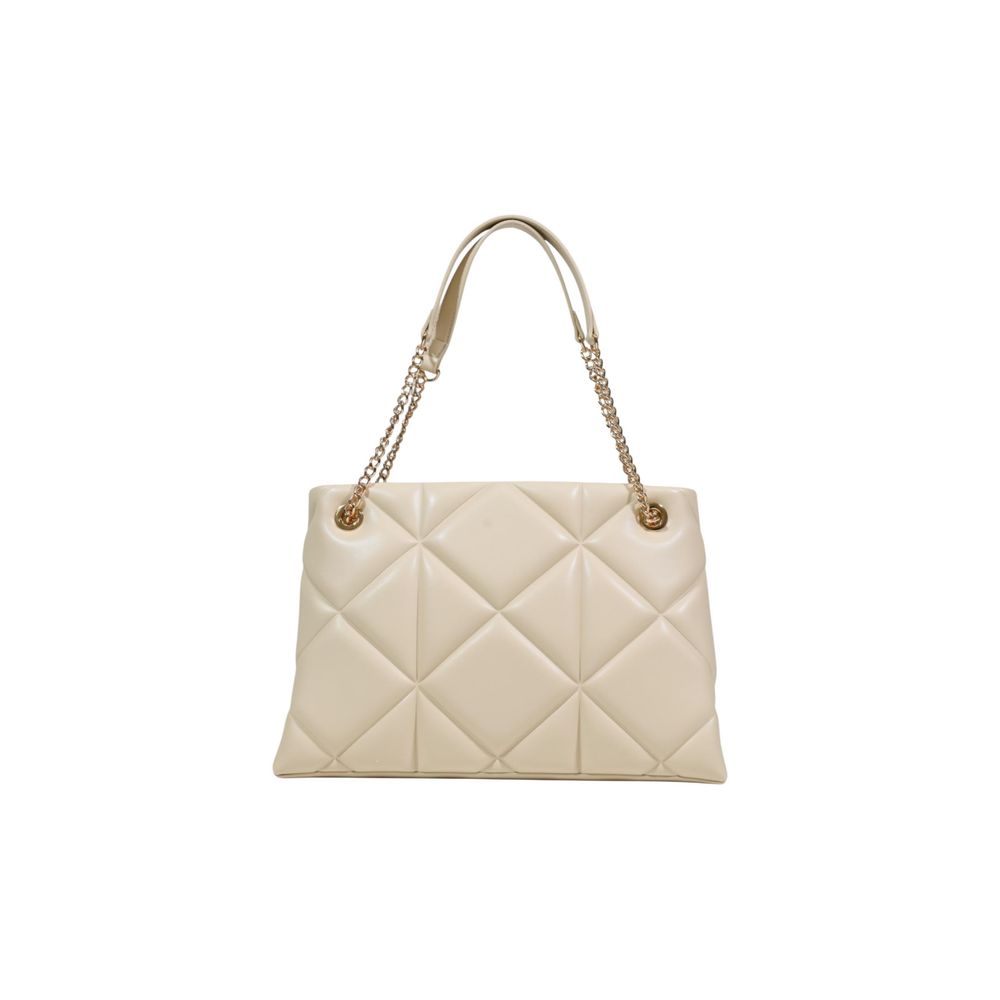 Large Beige Quilted Faux Leather Handbag