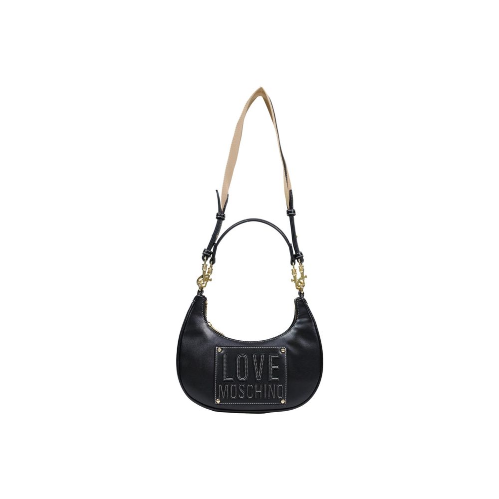 Black Polyurethane Small Shoulder Bag