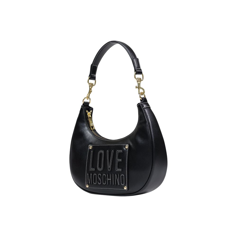 Black Polyurethane Small Shoulder Bag