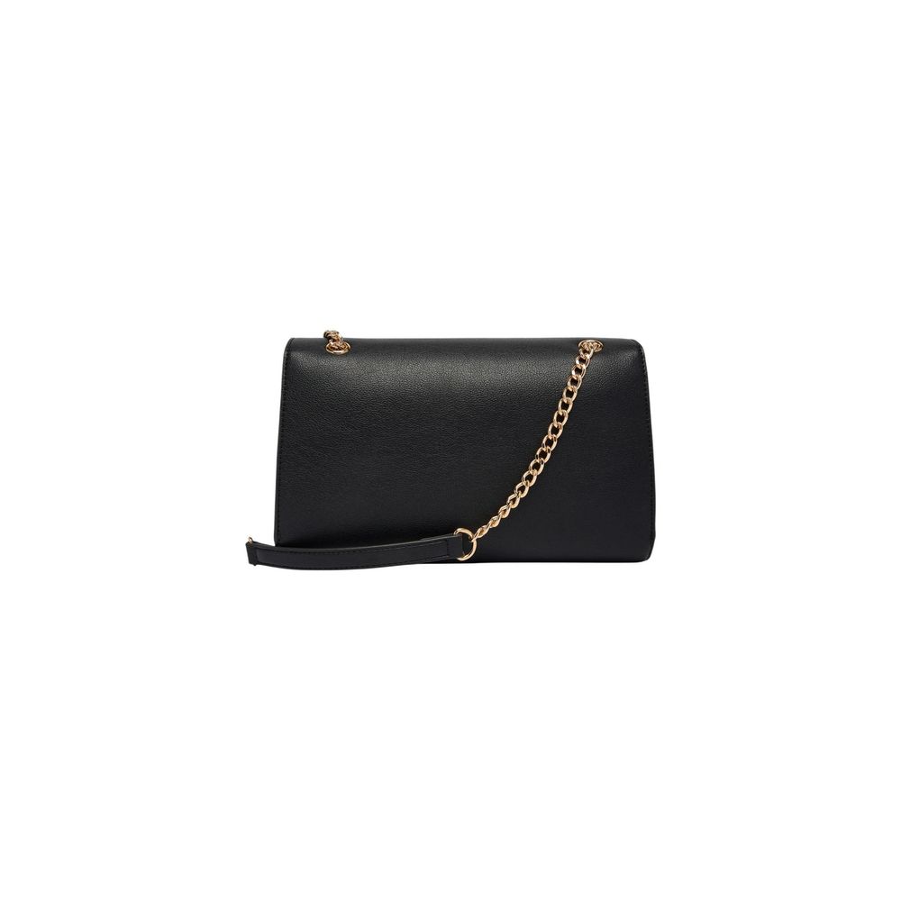 Black Polyurethane Medium Handbag