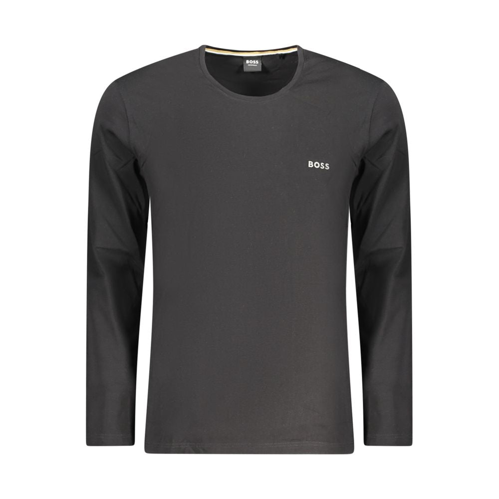 Black Cotton Long-Sleeved T-Shirt