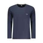 Blue Cotton-Blend Long-Sleeve T-Shirt