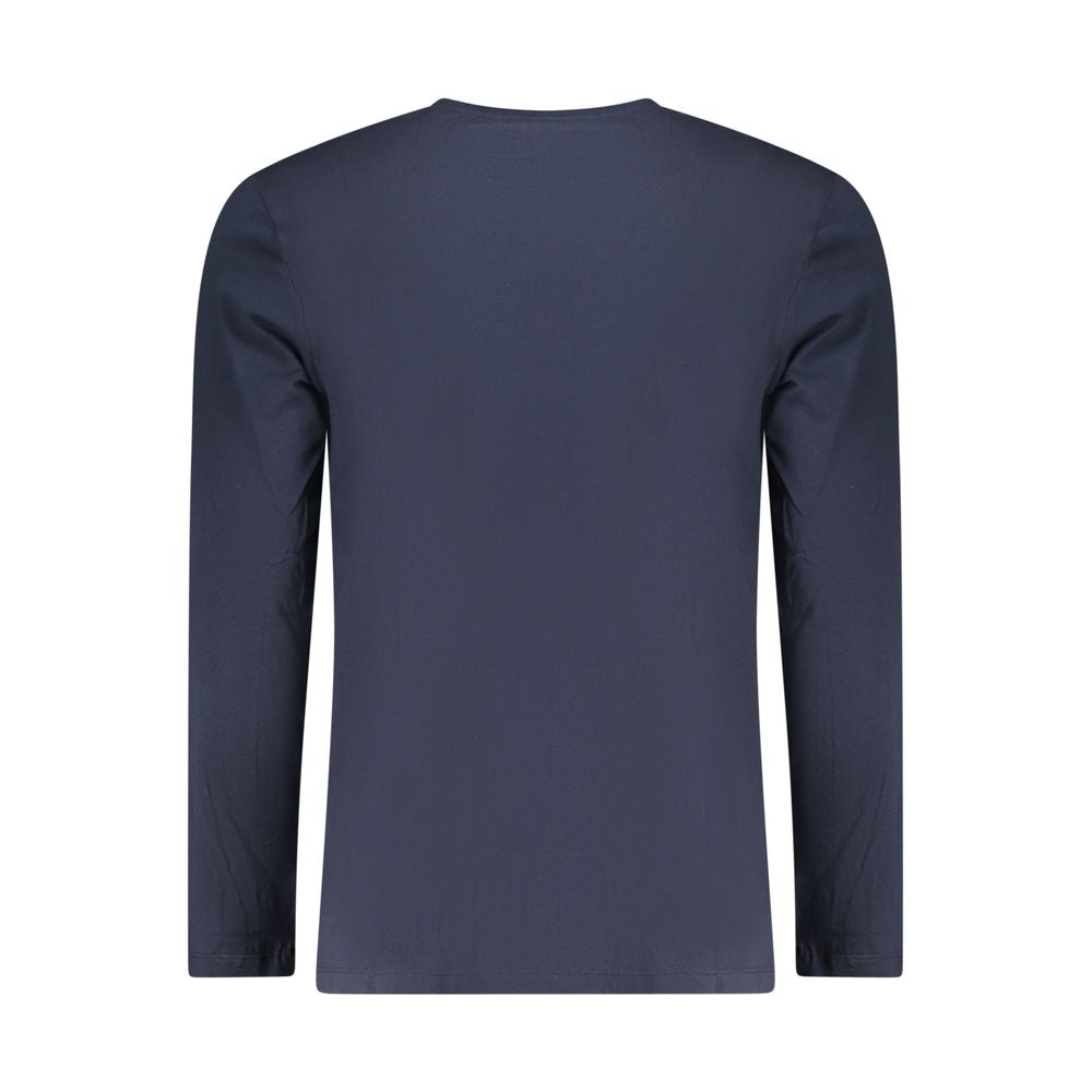 Blue Cotton-Blend Long-Sleeve T-Shirt