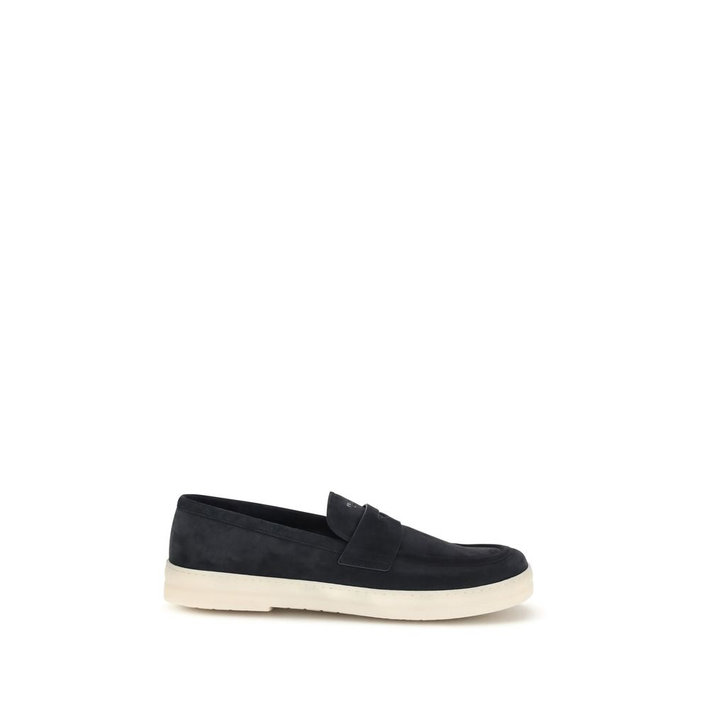 Blue Calf Leather Slip-On Loafers