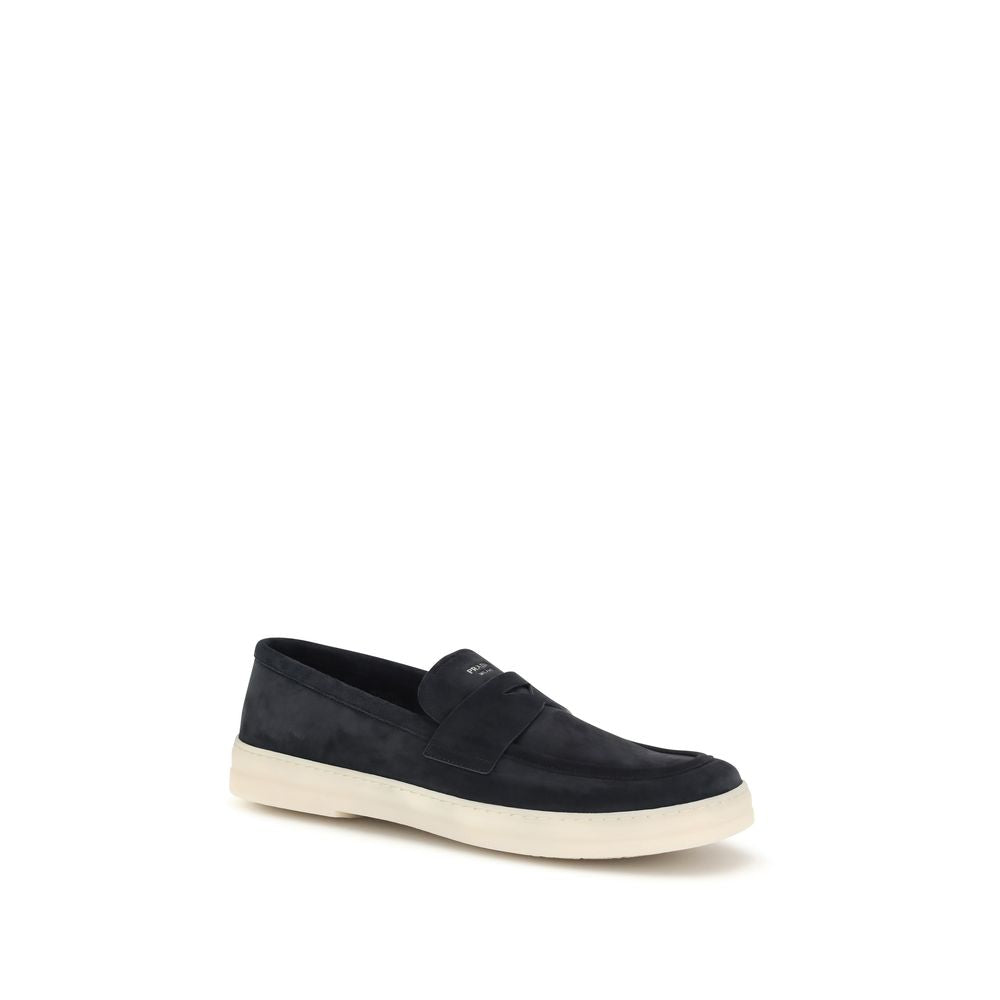 Blue Calf Leather Slip-On Loafers