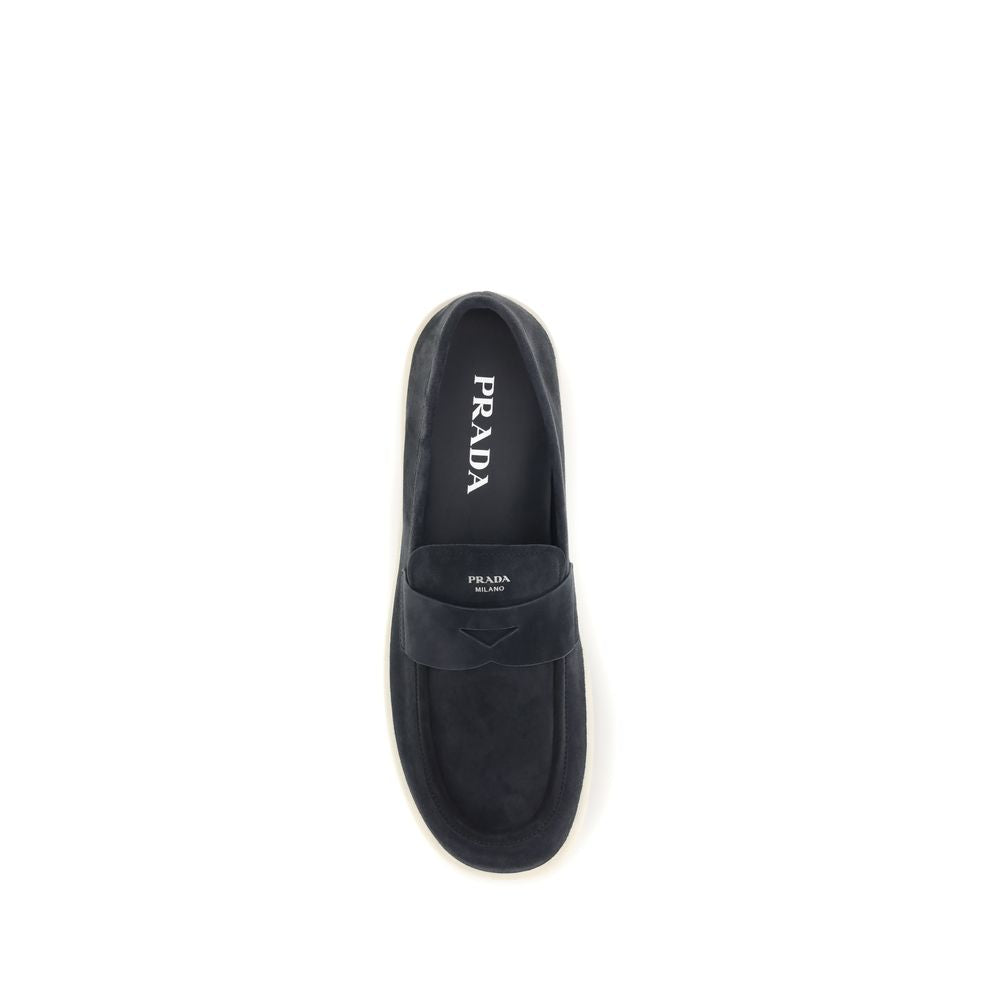 Blue Calf Leather Slip-On Loafers