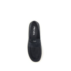 Blue Calf Leather Slip-On Loafers