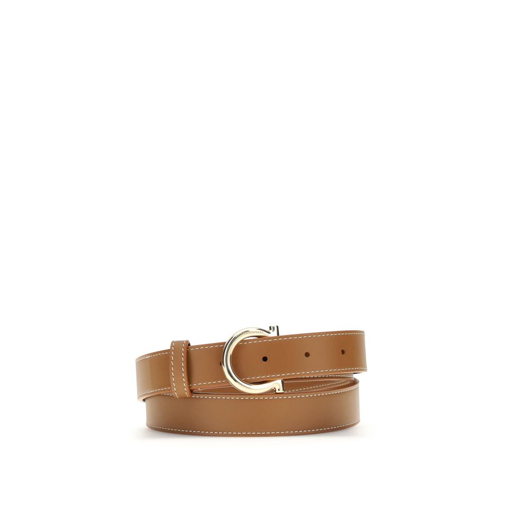 Beige Calfskin Gancini Belt