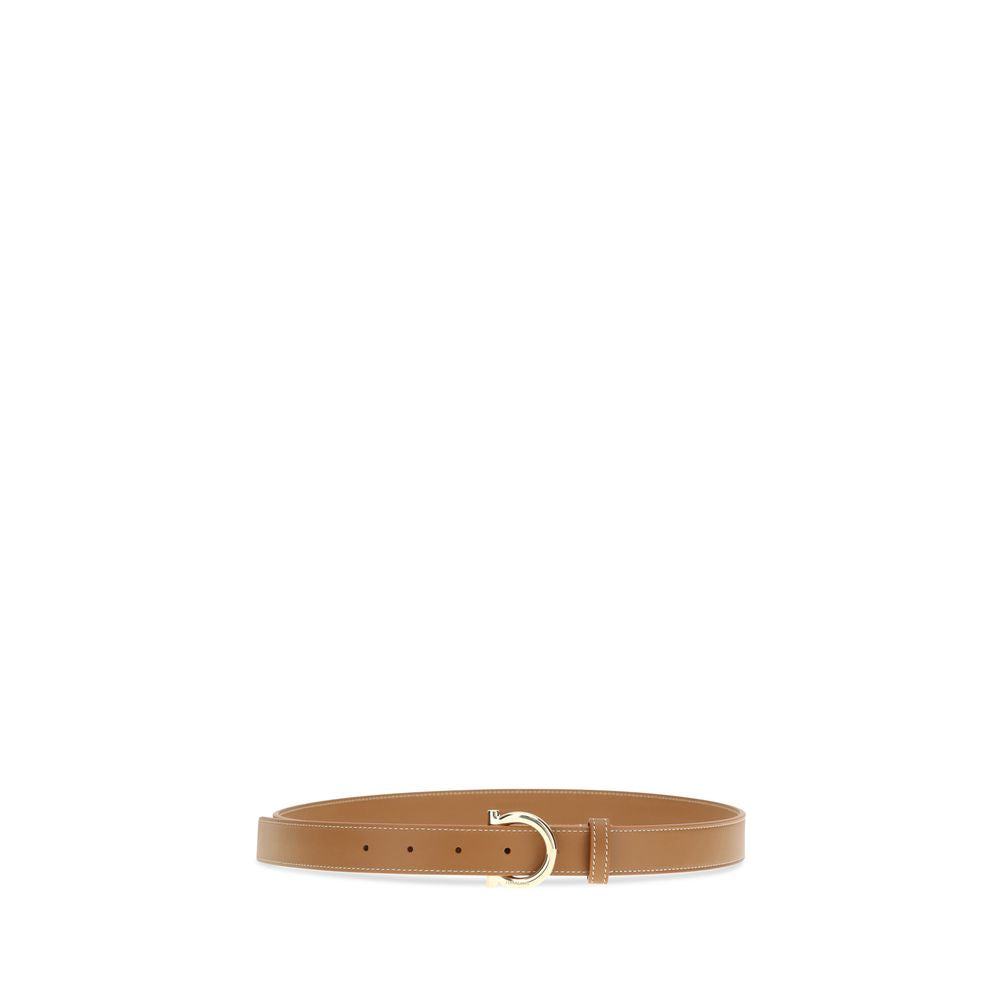 Beige Calfskin Gancini Belt