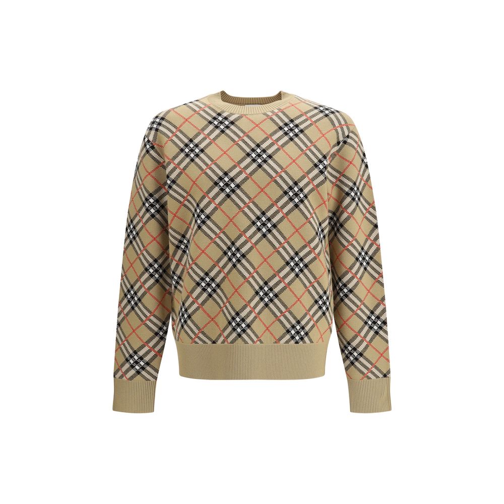 Beige Wool Check Sweater