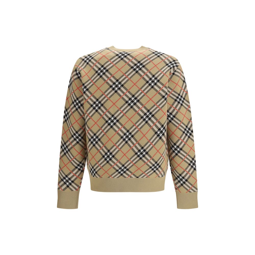 Beige Wool Check Sweater