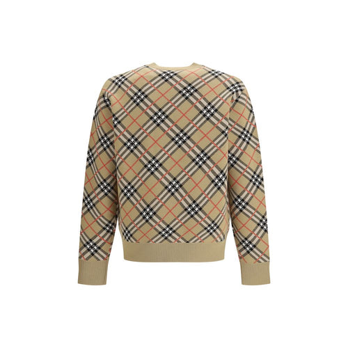 Beige Wool Check Sweater