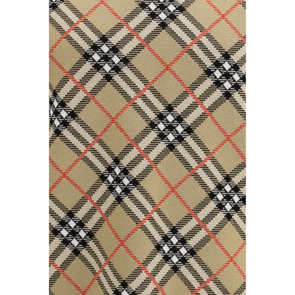 Beige Wool Check Sweater