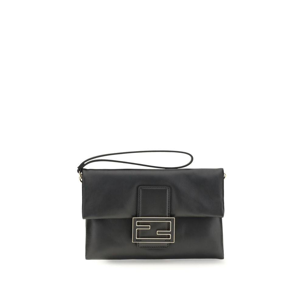Mamma Baguette Clutch Bag In Black Calf Leather