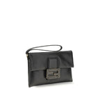 Mamma Baguette Clutch Bag In Black Calf Leather