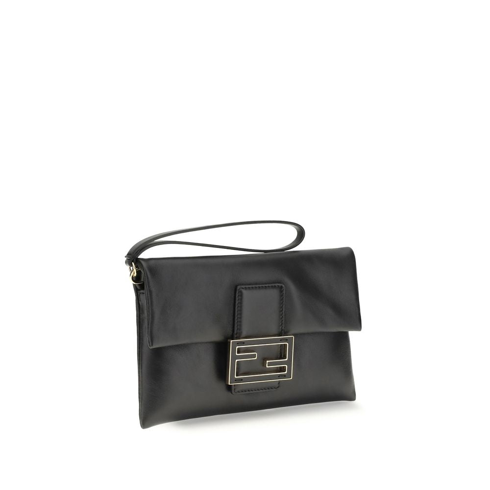 Mamma Baguette Clutch Bag In Black Calf Leather