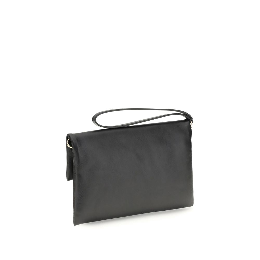 Mamma Baguette Clutch Bag In Black Calf Leather