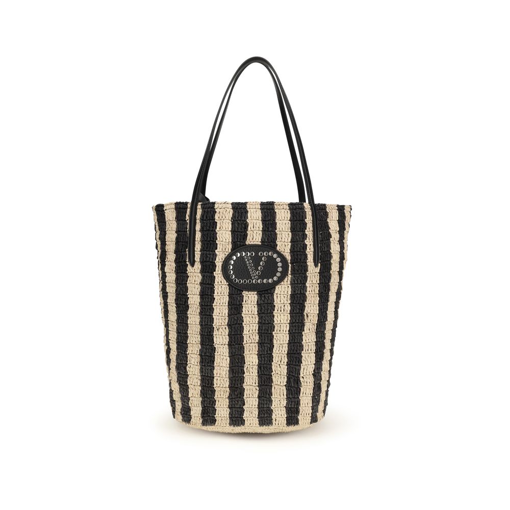 Black Raffia Bucket Bag