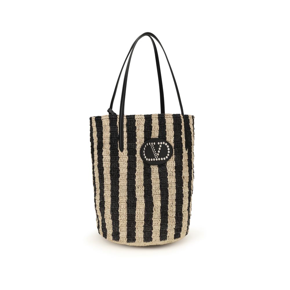 Black Raffia Bucket Bag