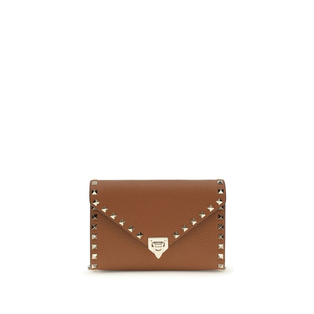 Mini Rockstud Shoulder Bag In Garnet Calfskin