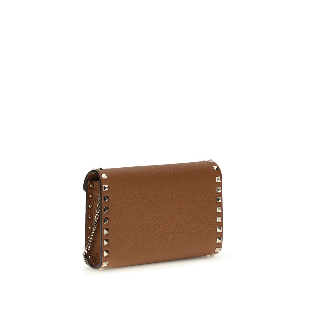 Mini Rockstud Shoulder Bag In Garnet Calfskin