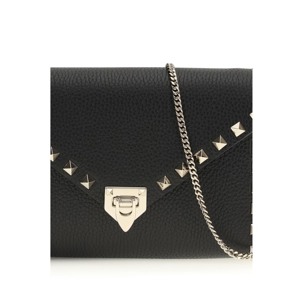 Mini Rockstud Shoulder Bag in Garnet Calfskin