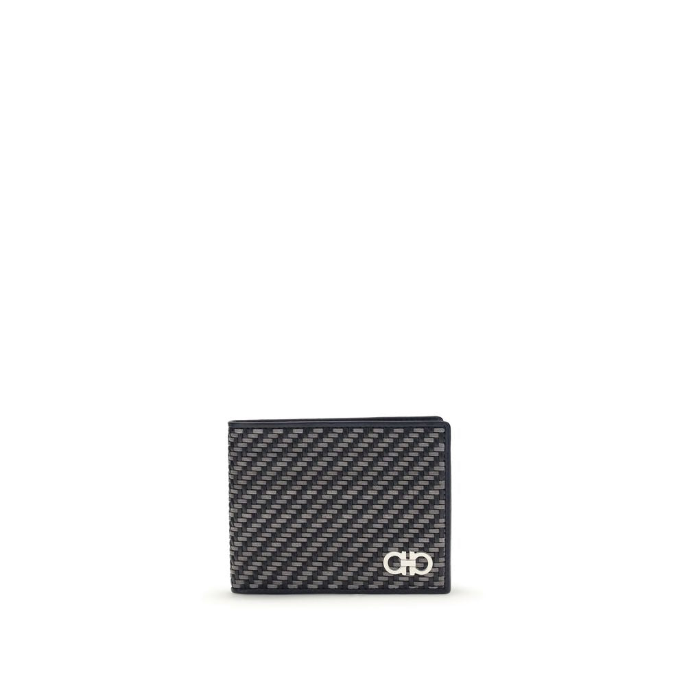 Gray Woven Calf Leather Wallet
