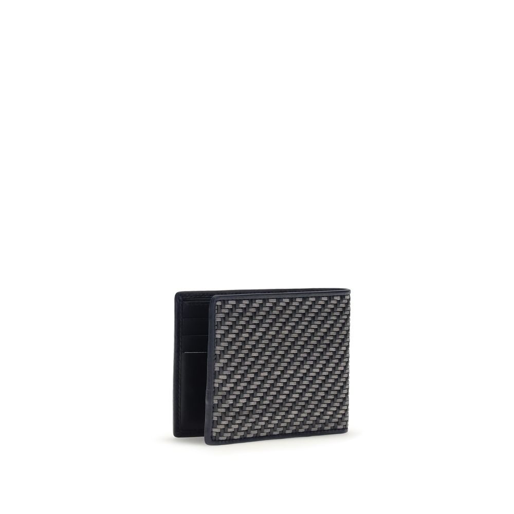 Gray Woven Calf Leather Wallet