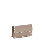 Rockstud Wallet Bag In Beige Calf Leather