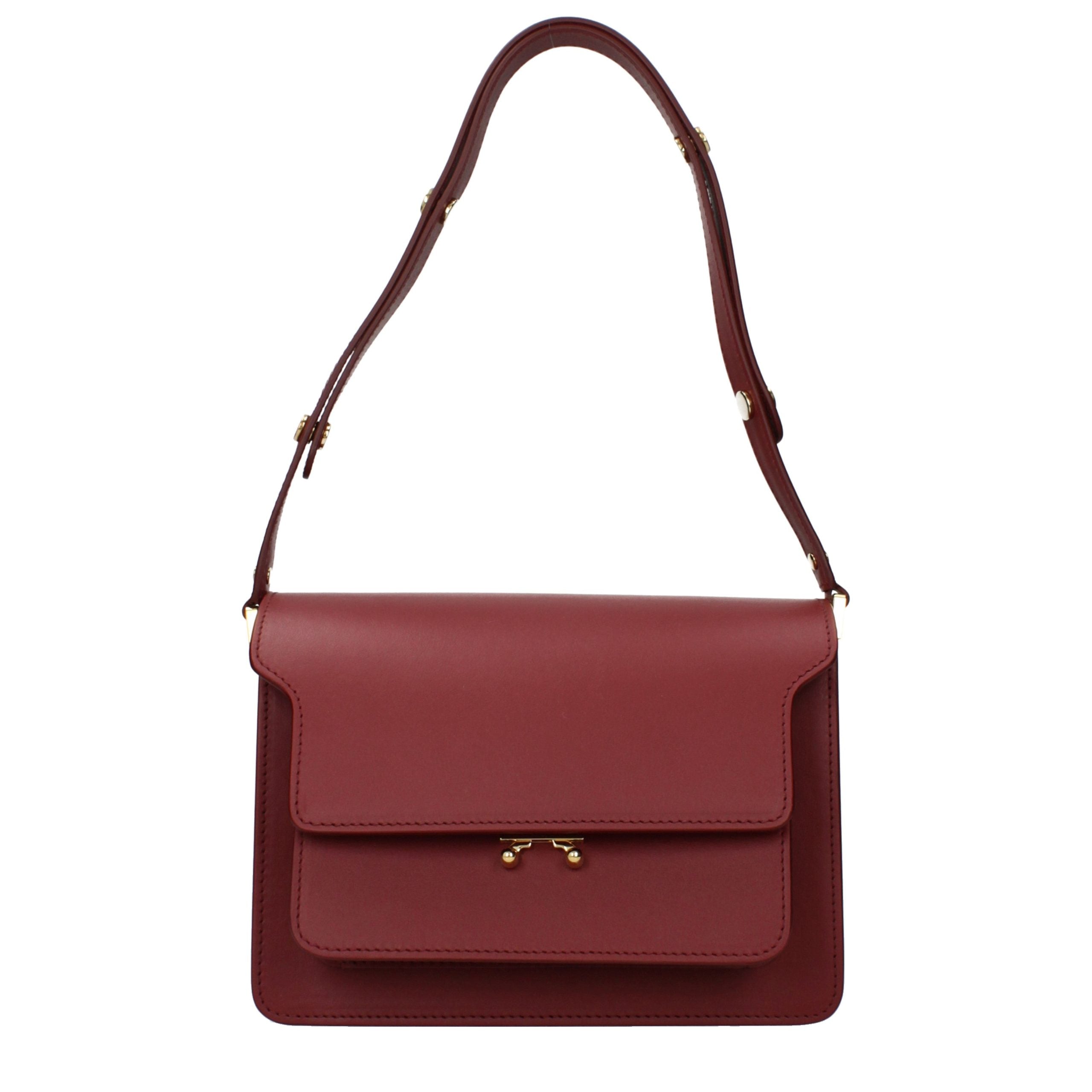Red Grained Leather Shoulder Bag
