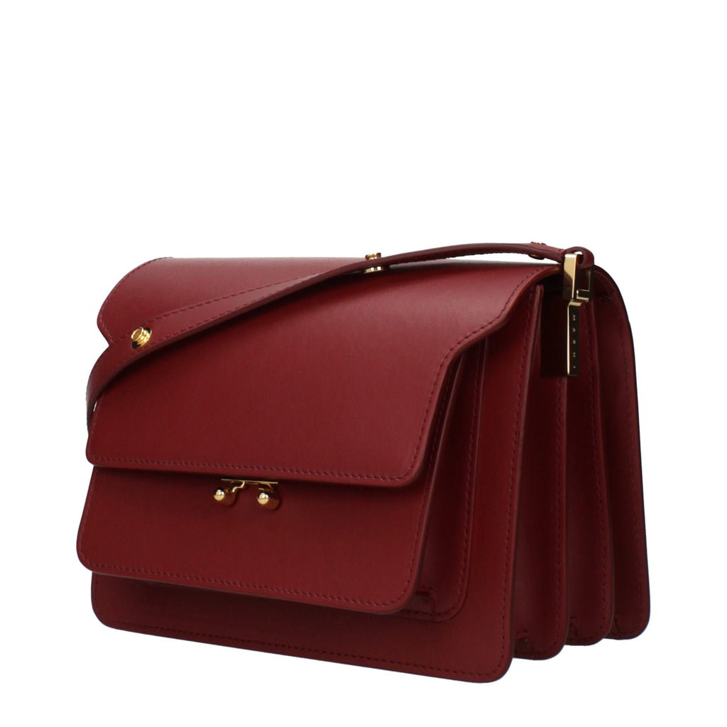 Red Grained Leather Shoulder Bag