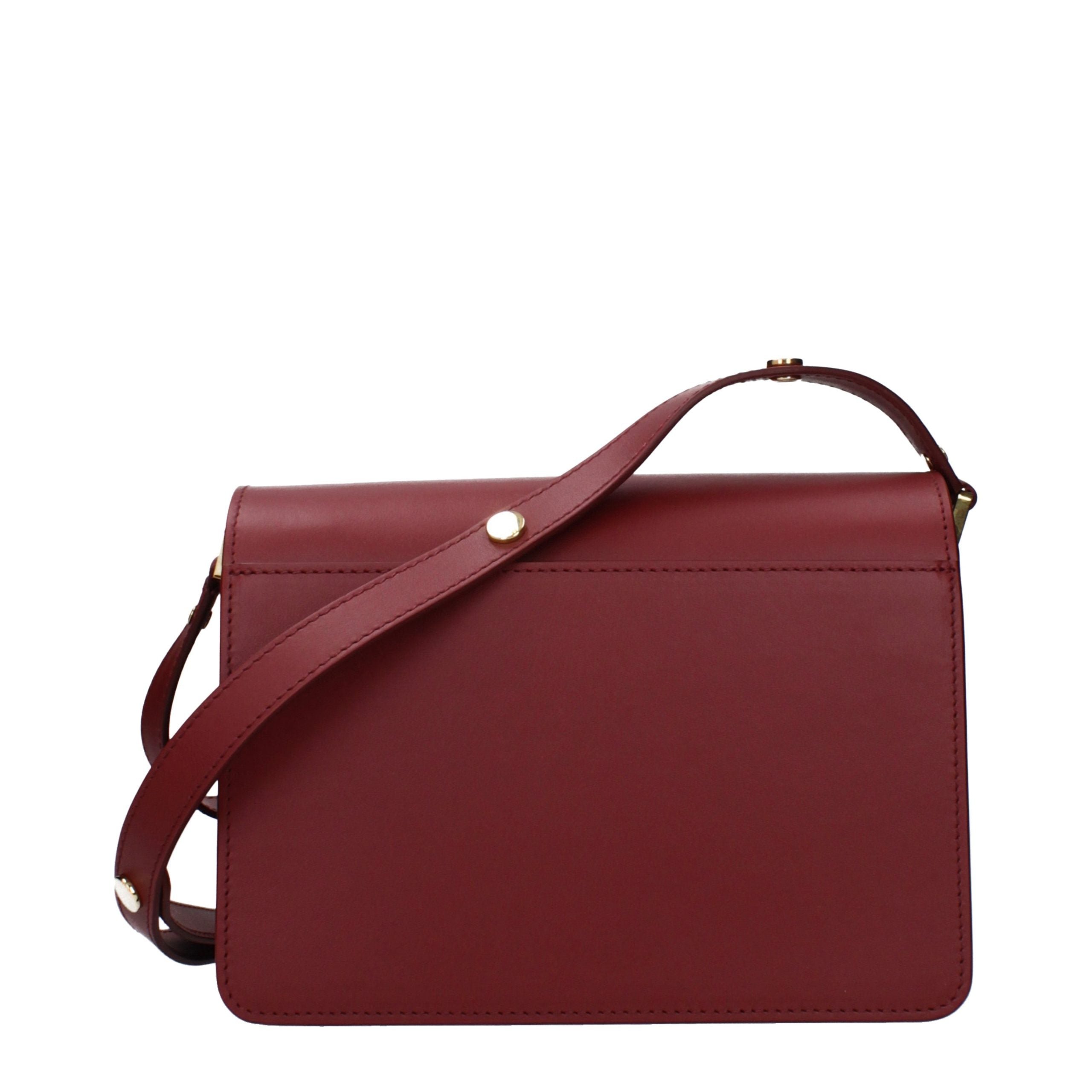 Red Grained Leather Shoulder Bag