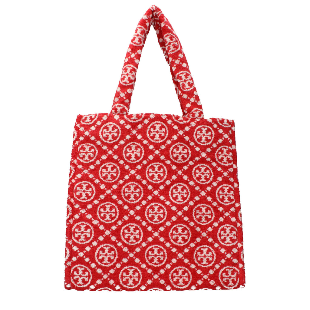 Red Cotton Terry Monogram Shoulder Bag