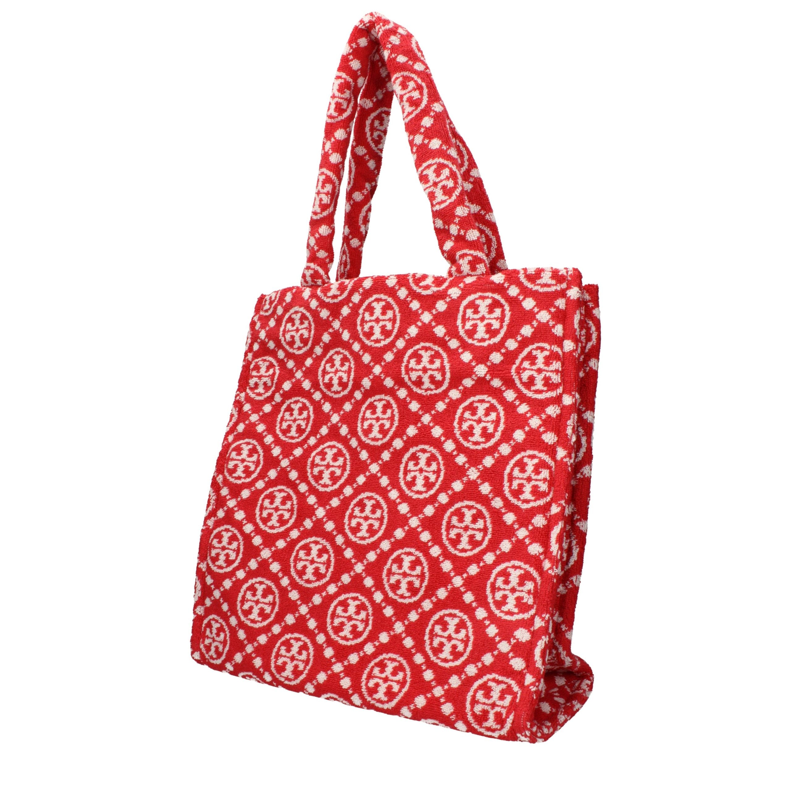 Red Cotton Terry Monogram Shoulder Bag
