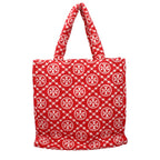 Red Cotton Terry Monogram Shoulder Bag