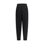 Black Fleece Wool Pleated Trousers