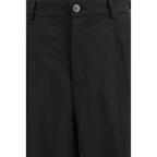 Black Fleece Wool Pleated Trousers