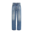 Blue Cotton Five-Pocket Jeans