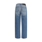 Blue Cotton Five-Pocket Jeans