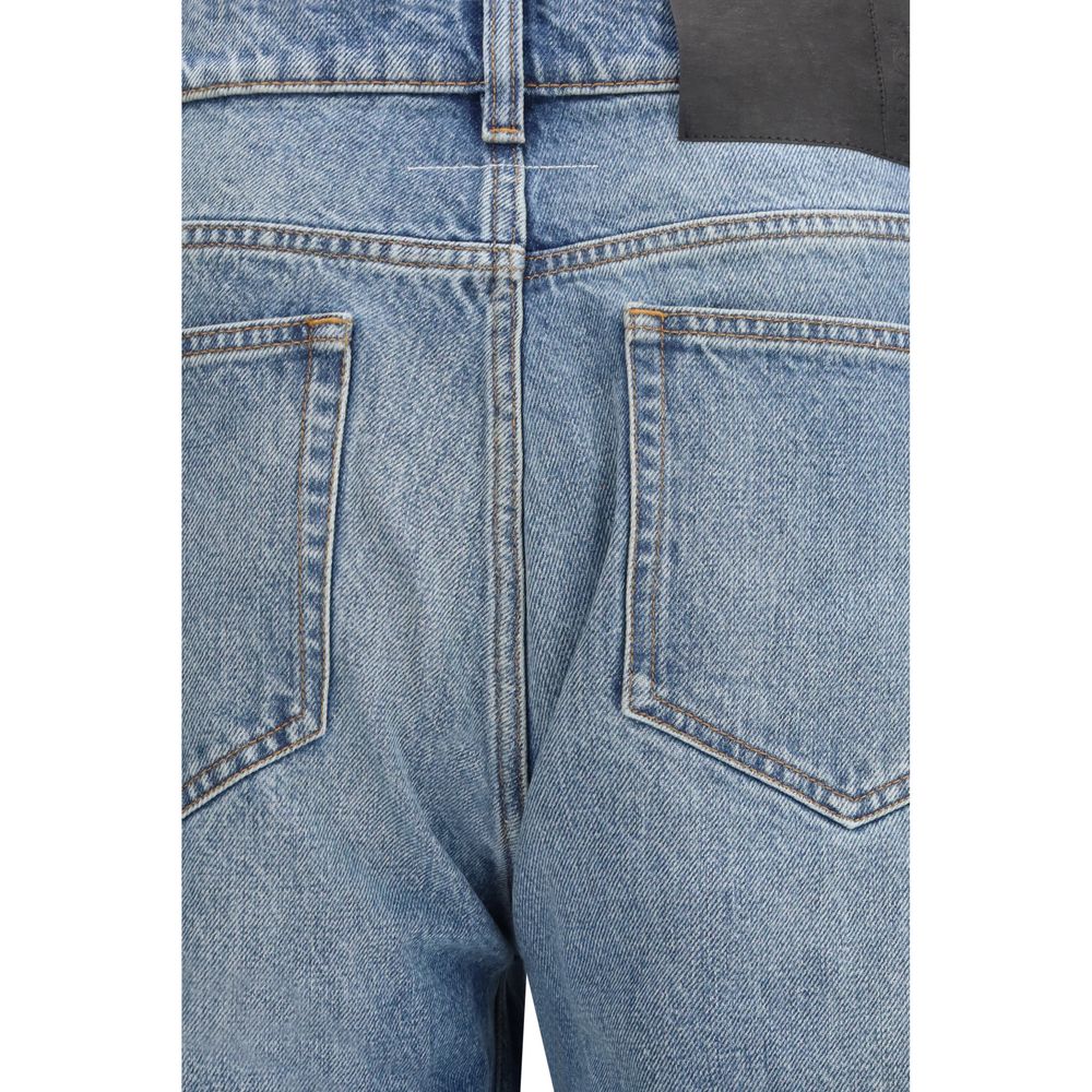 Blue Cotton Five-Pocket Jeans