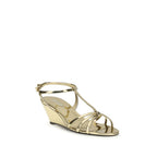 Metallic Calf Leather Wedge Sandals