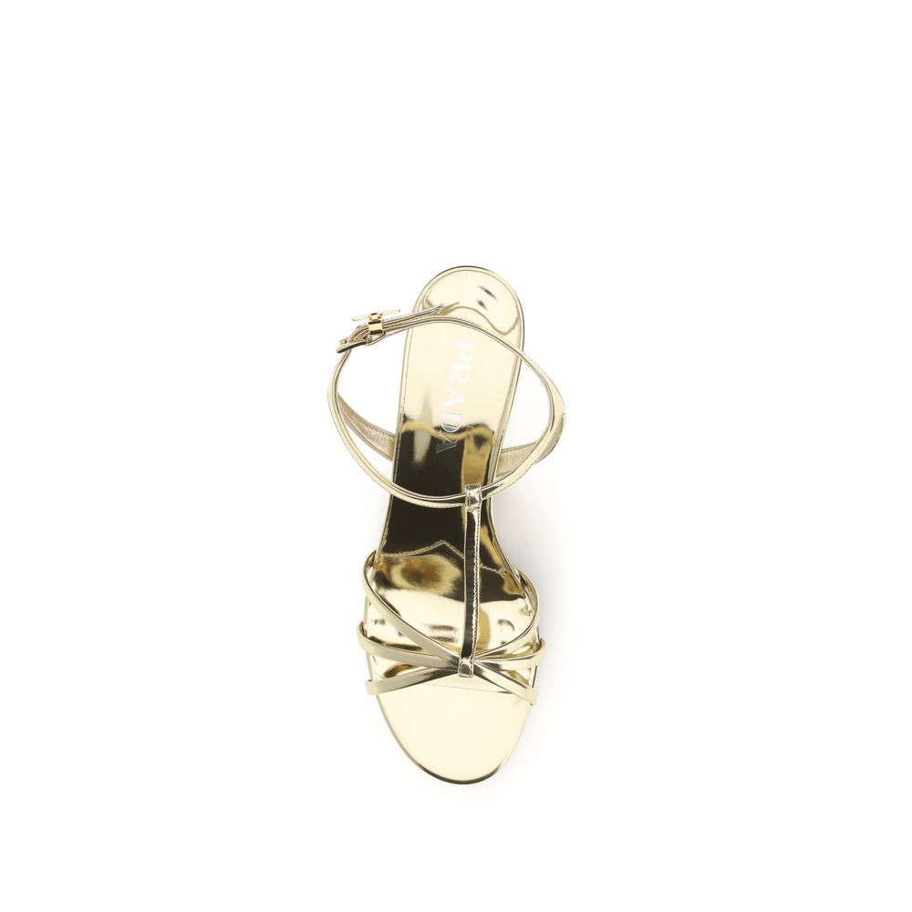 Metallic Calf Leather Wedge Sandals