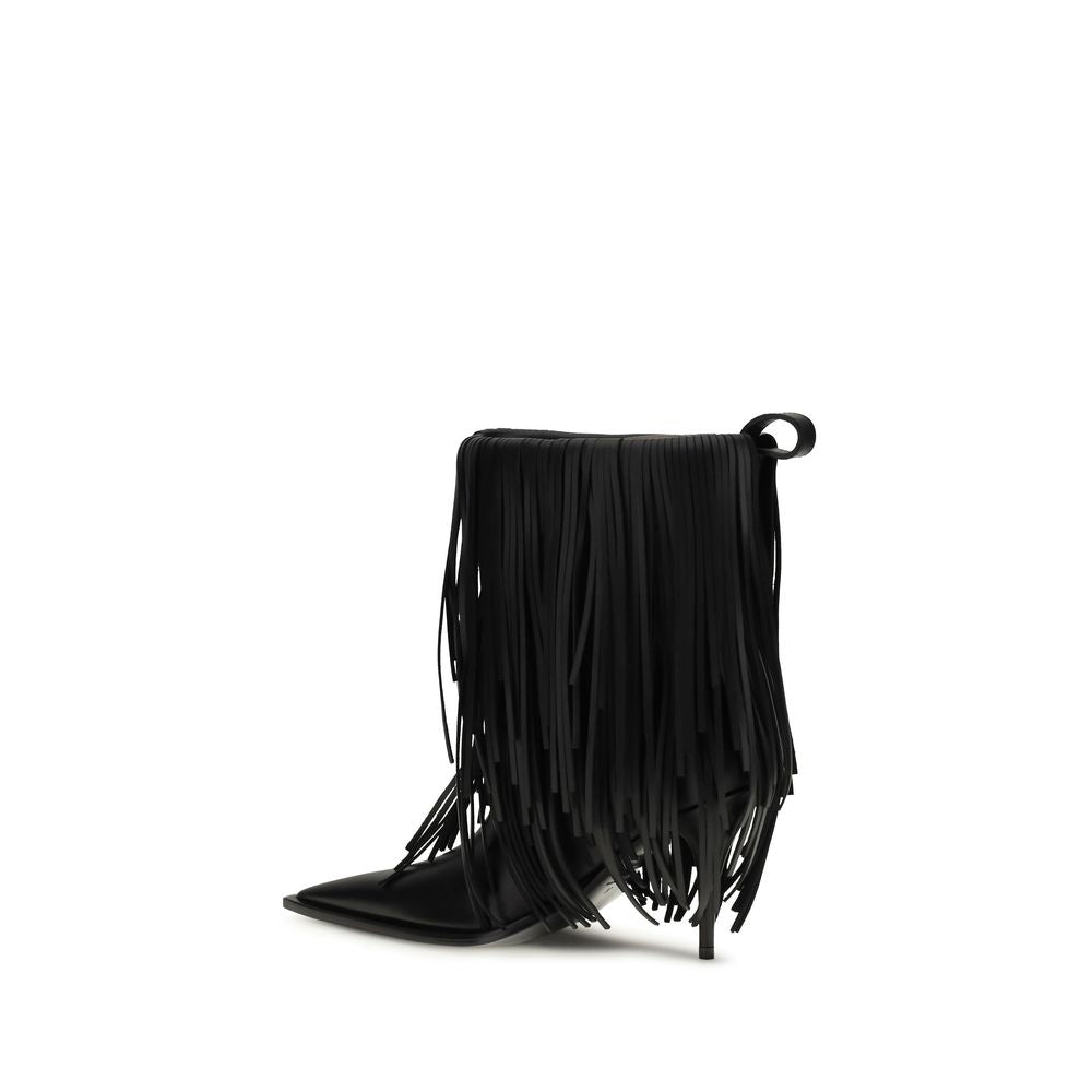 Calfskin Avenue Fringe Ankle Boots