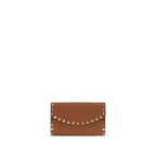 Rockstud Chain Wallet In Garnet Calfskin