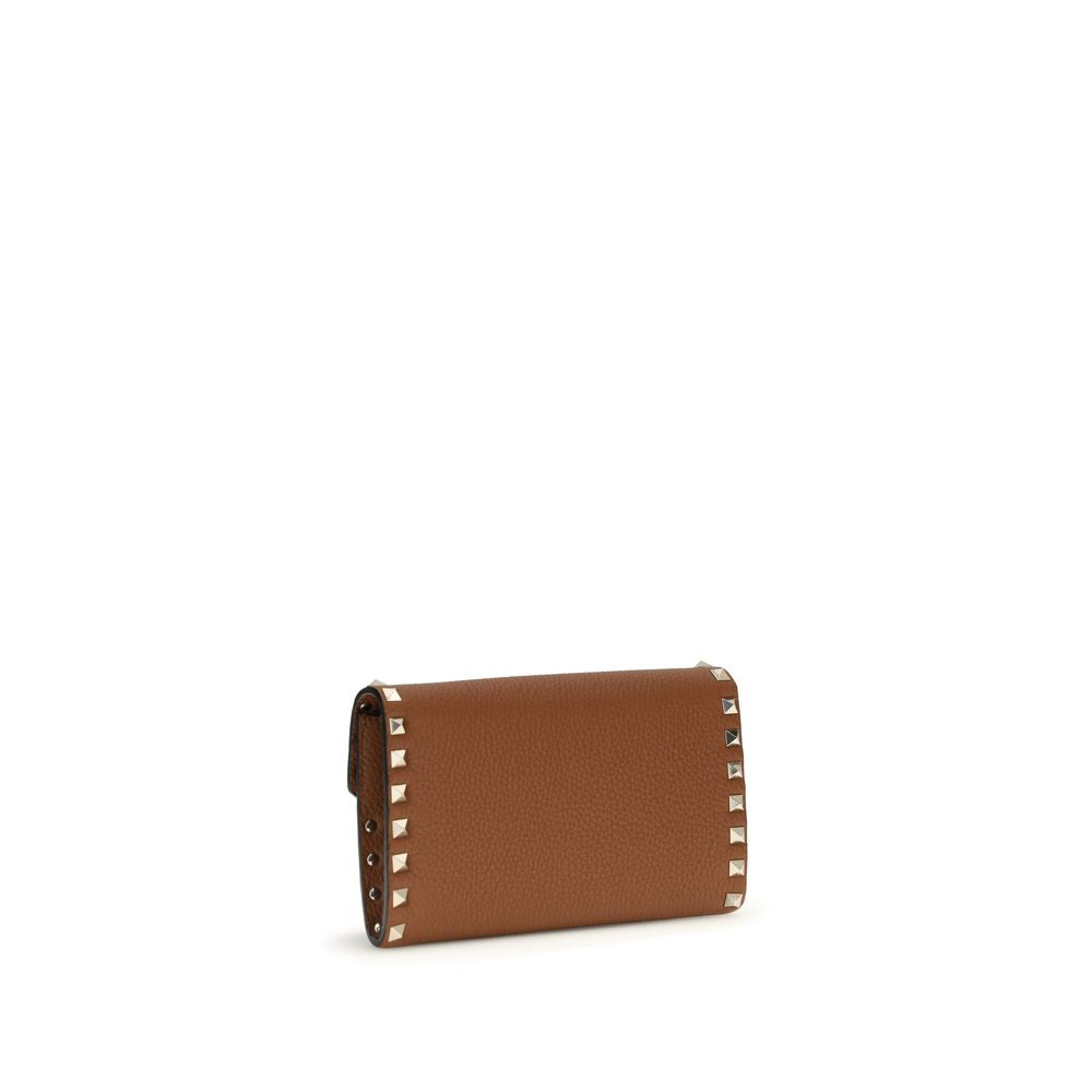 Rockstud Chain Wallet In Garnet Calfskin