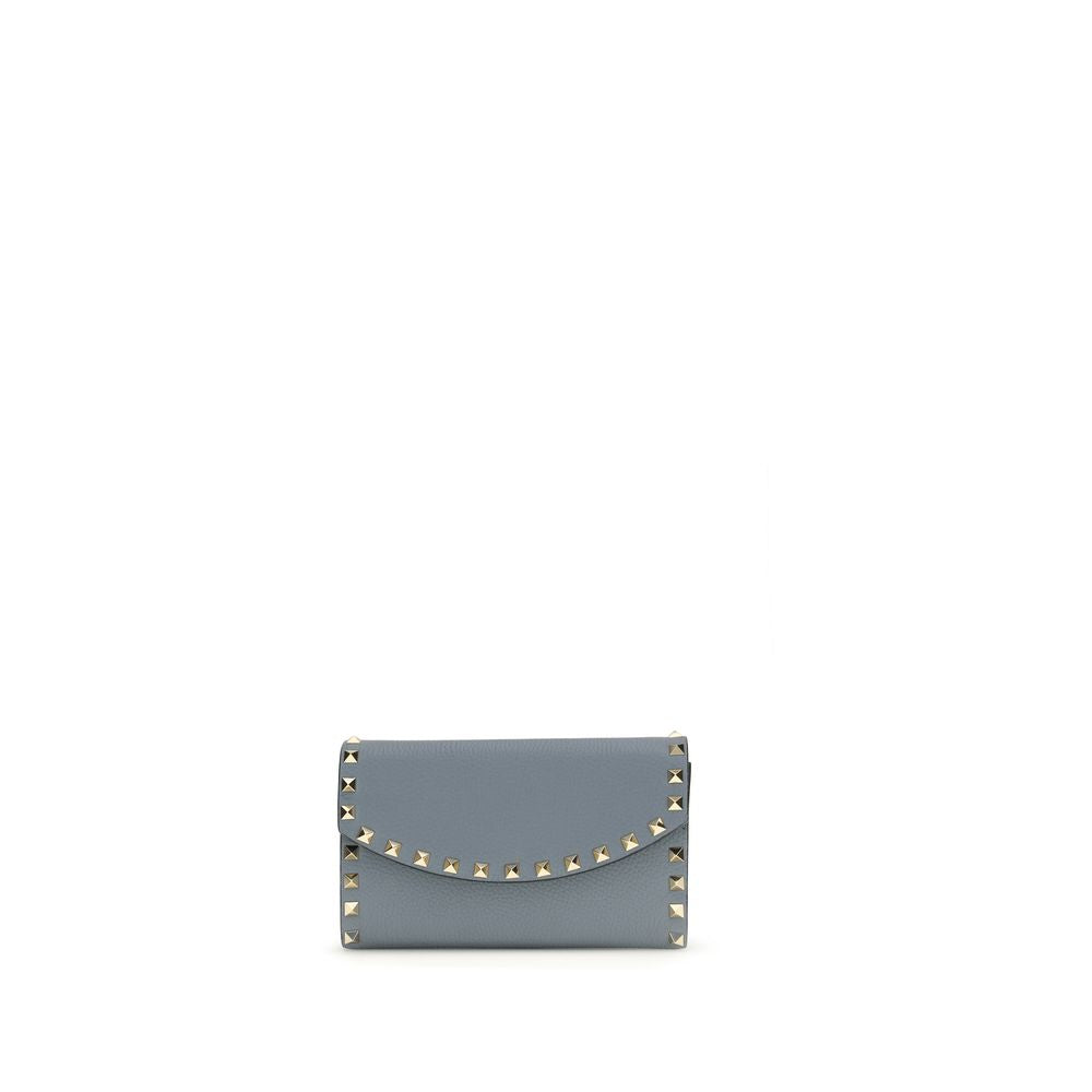 Rockstud Chain Wallet In Garnet Calfskin